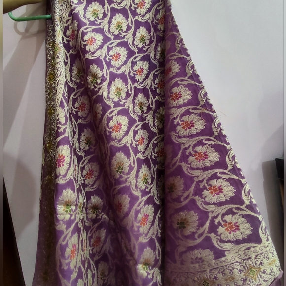 Banarsi Dupatta in Purple Meena Work - Picture 5 of 5